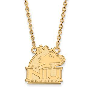 14k Gold Plated Silver Northern Illinois U Large Pendant Necklace